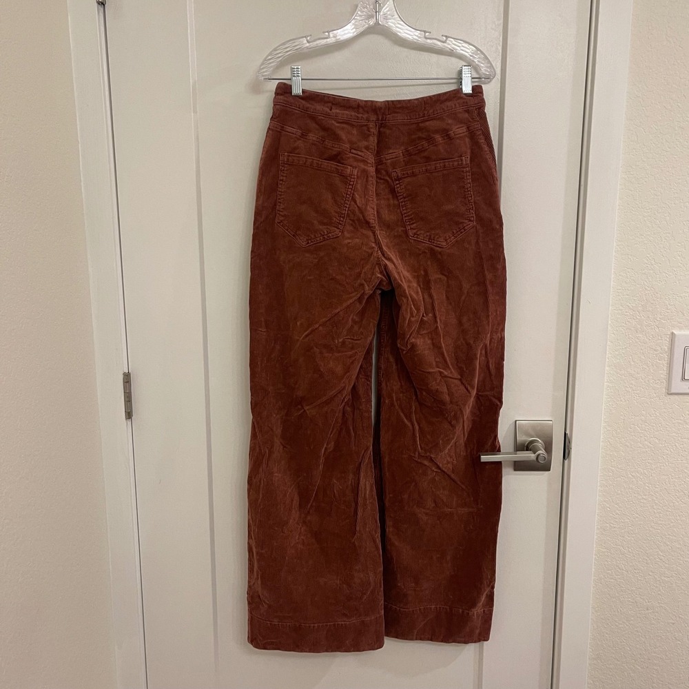 Pilcro Anthropologie Corduroy Wide Leg Burgundy Pants Fall Chic Modern - Picture 5 of 9